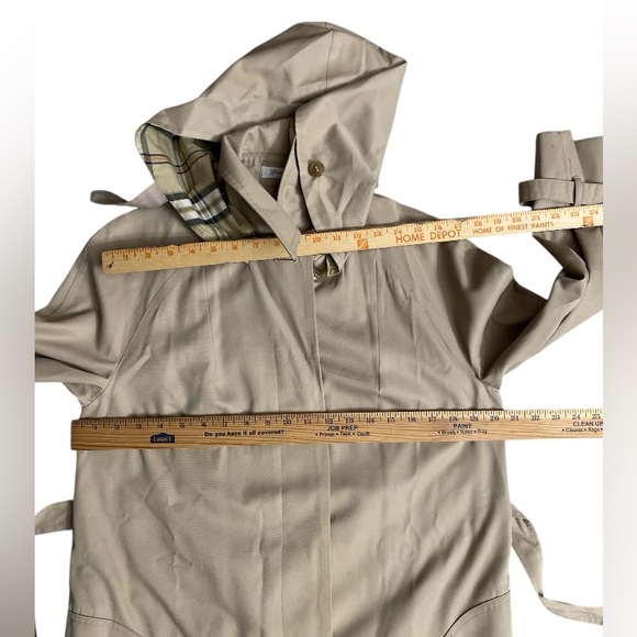 Misty Harbor Trench Coat Hooded Beige Kahaki Long Belted Jacket Women’s 12 Vtg - Picture 9 of 16